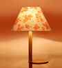 Printed Cotton Conical Wooden Floor Lamp