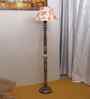 Printed Cotton Conical Wooden Floor Lamp