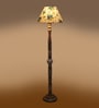 Printed Cotton Conical Wooden Floor Lamp