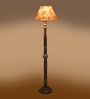 Printed Cotton Conical Wooden Floor Lamp
