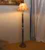 Printed Cotton Conical Wooden Floor Lamp
