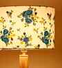Printed Cotton Drum Wooden Floor Lamp