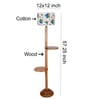 Printed Cotton Drum Wooden Floor Lamp