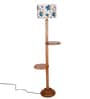 Printed Cotton Drum Wooden Floor Lamp