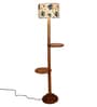 Printed Cotton Drum Wooden Floor Lamp
