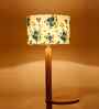 Printed Cotton Drum Wooden Floor Lamp