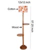 Printed Cotton Drum Wooden Floor Lamp