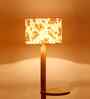 Printed Cotton Drum Wooden Floor Lamp