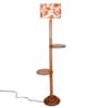 Printed Cotton Drum Wooden Floor Lamp