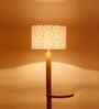 Printed Cotton Drum Wooden Floor Lamp
