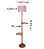 Printed Cotton Drum Wooden Floor Lamp