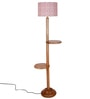 Printed Cotton Drum Wooden Floor Lamp