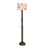 Printed Cotton Drum Wooden Floor Lamp