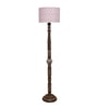 Printed Cotton Drum Wooden Floor Lamp
