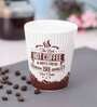Happiness Quotes 320ml White & Brown (Set of 1) Ceramic Coffee Mug