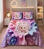 Pink 7D Digital Printed Labubu Queen Size Bedsheet Sheet with 2 Matching Pillow Covers