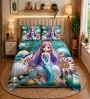 Blue 7D Digital Printed Queen Size Bedsheet Sheet with 2 Matching Pillow Covers
