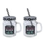 Printed Polka Dot 450 Ml Black Glass Set of 2 Mason Jar
