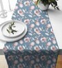 Blue Poly Cotton (13 x 60) Floral Printed Table Runner