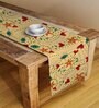 Beige Poly Cotton (13 x 72) Floral Printed Table Runner