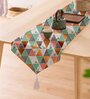 Multicolor Poly Cotton (13 x 72) Geometric Printed Tassle Table Runner