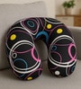 Black Printed U-Shape Neck Support Travel Pillow