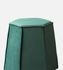 Prism Velvet Pouffe In Green Colour (Set Of 2)