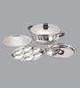 Silver 4.5 Ltrs Tri Ply Induction Base Stainless Steel MultiPurpose Kadai with 5 Plates & Glass Lid