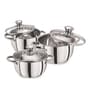 Silver Stainless Steel Tri Ply Induction Base Cookware/Casserole Set With Glass Lid