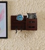Sheesham Wood Floating Wall Shelf With In Brown Colour Key Holder