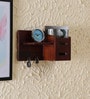 Sheesham Wood Floating Wall Shelf With In Brown Colour Key Holder