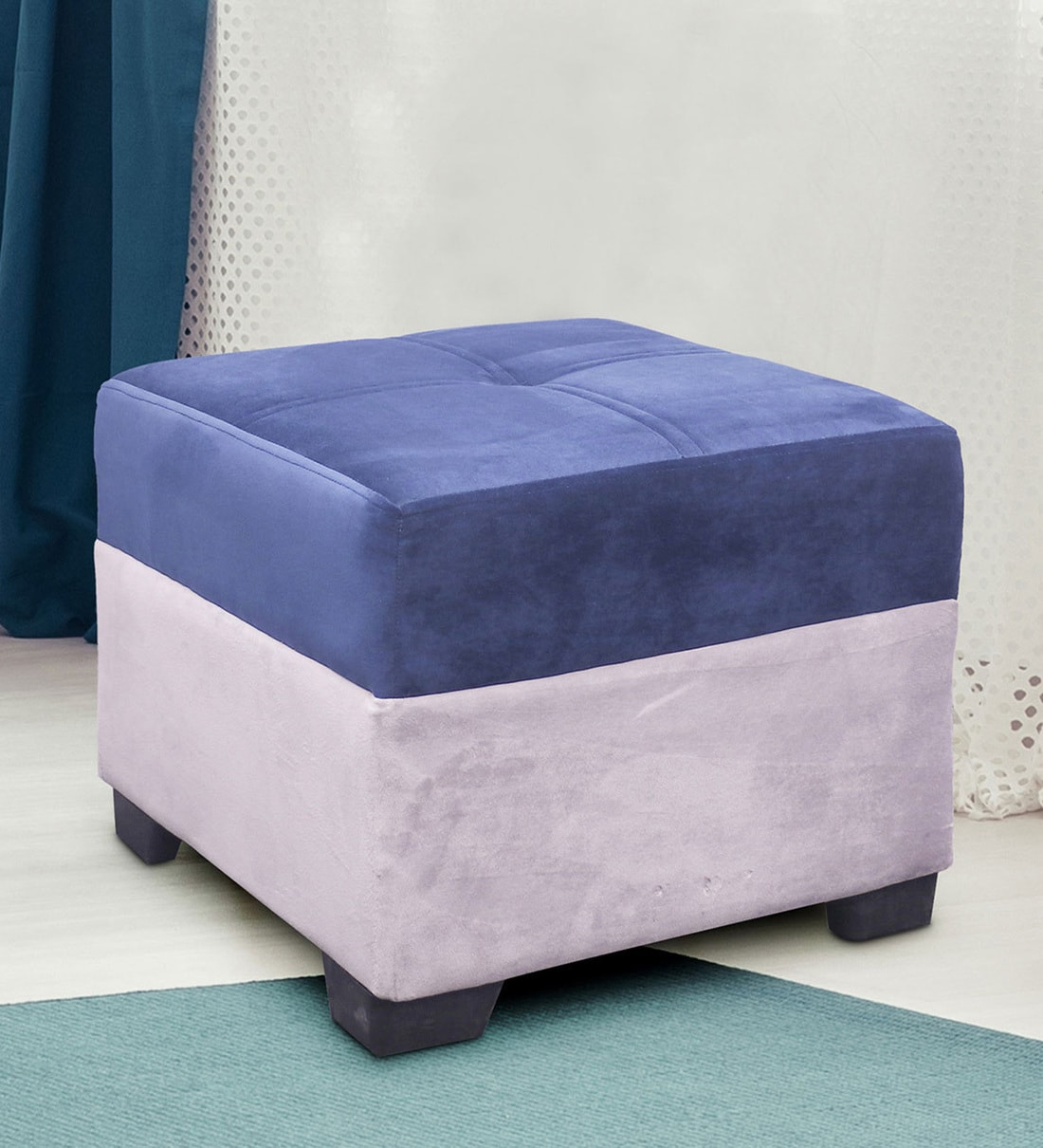 Buy Puffy In Blue Colour By Karigar Online Solid Color Pouffes Seating Furniture Pepperfry Product