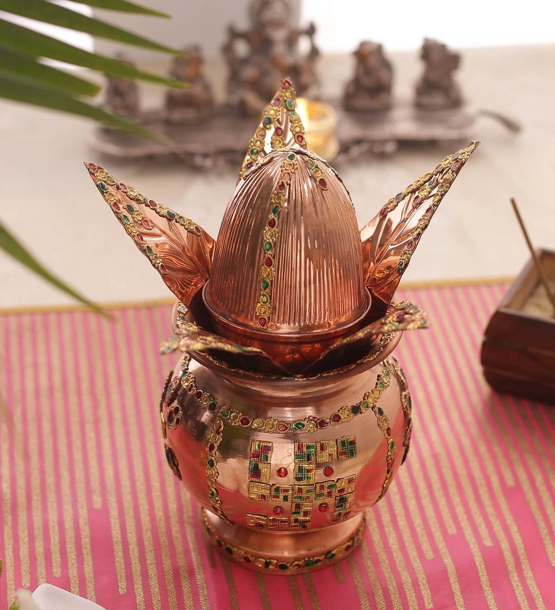 Buy Pure Copper 1 Litre Pure Mangal Kalash By Indian Art Villa Online Kalash Tumblers Spiritual Home Decor Pepperfry Product