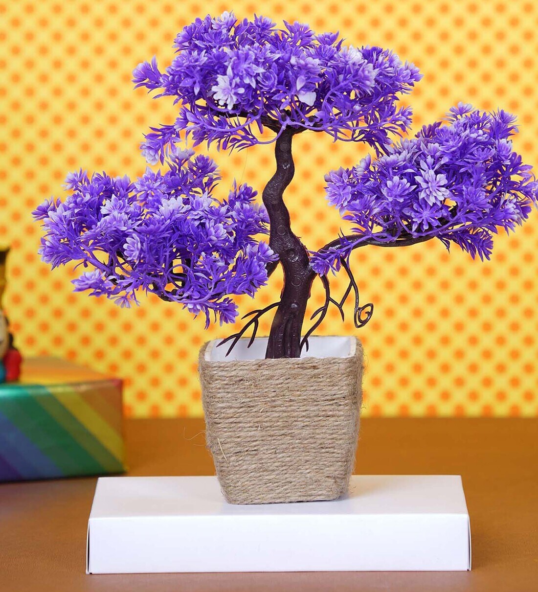 Buy Fabric & Plastic Alys Purple With Pot Artificial Plant at 39 OFF