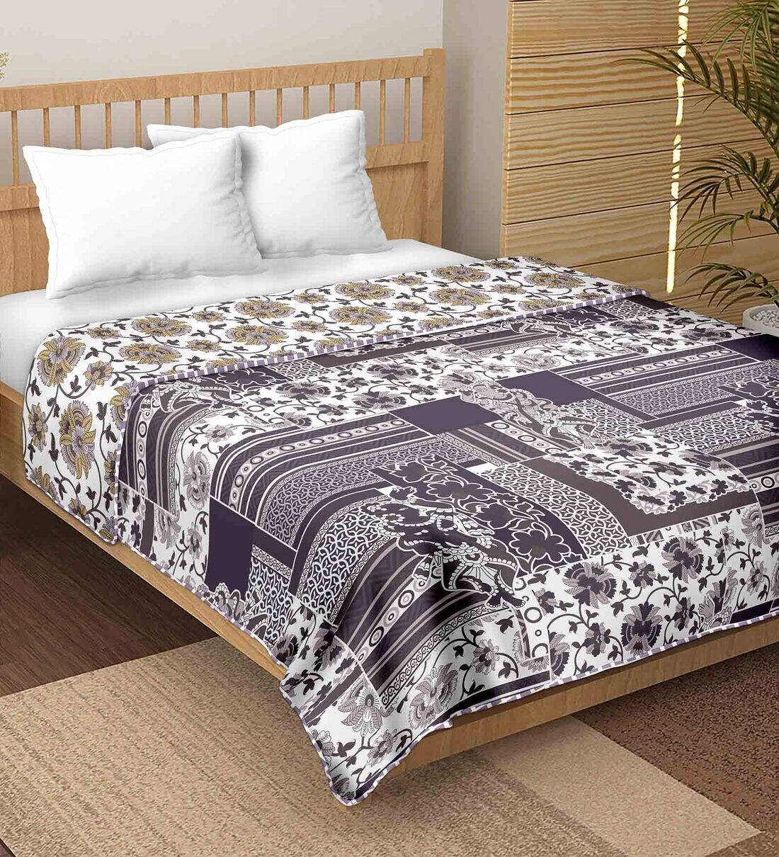 Buy Purple Cotton Reversible 180 Double Bed Comforter by Bella Casa at
