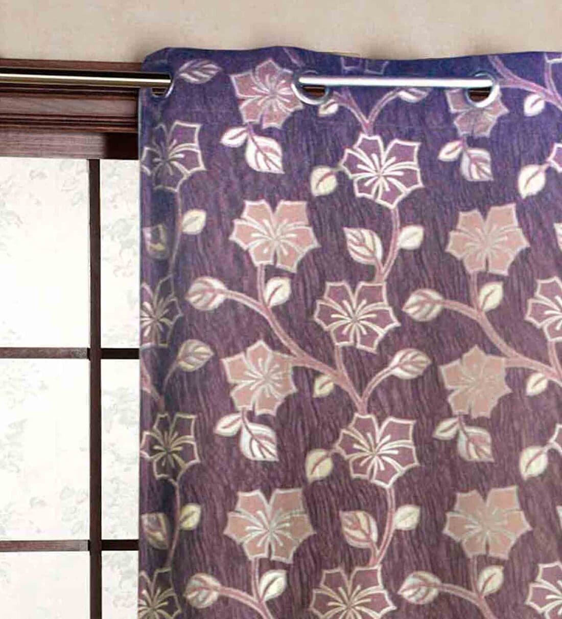 Buy Purple Polyester Blackout 7 Feet Eyelet Curtain (1 Piece) by R Home