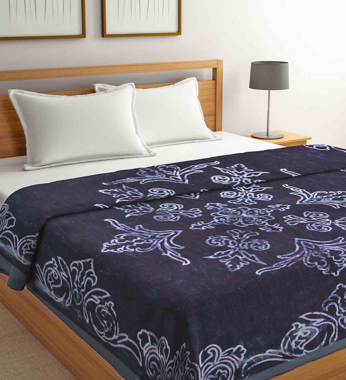 Buy Purple Floral Wool 1000 GSM Double Bed Blanket by Klotthe at 73