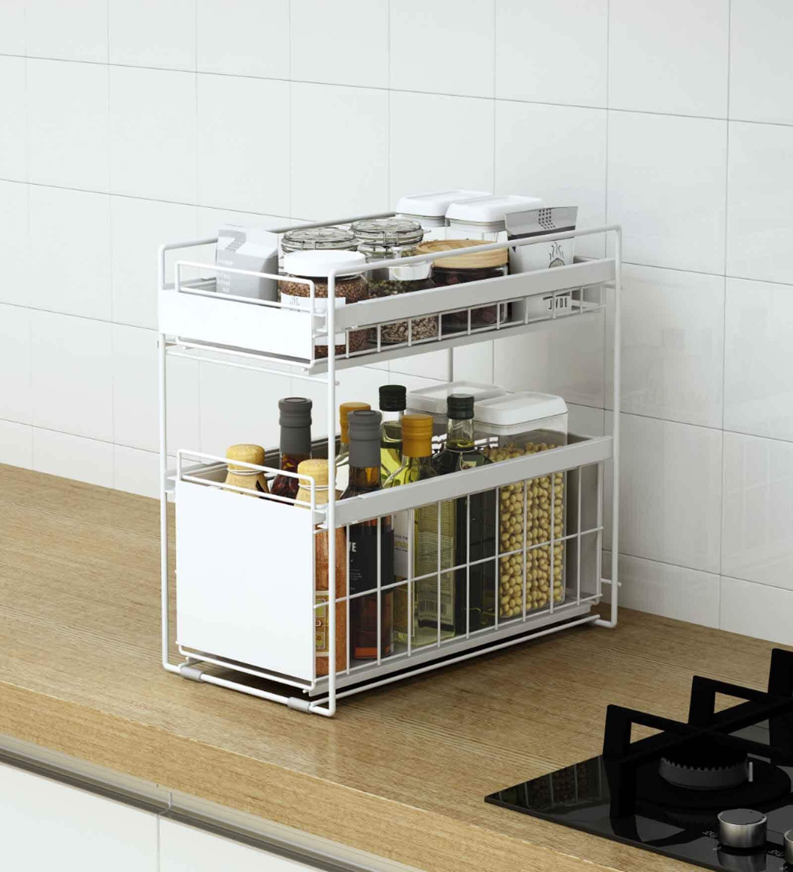 White Carbon Steel Storage Rack with Drawer