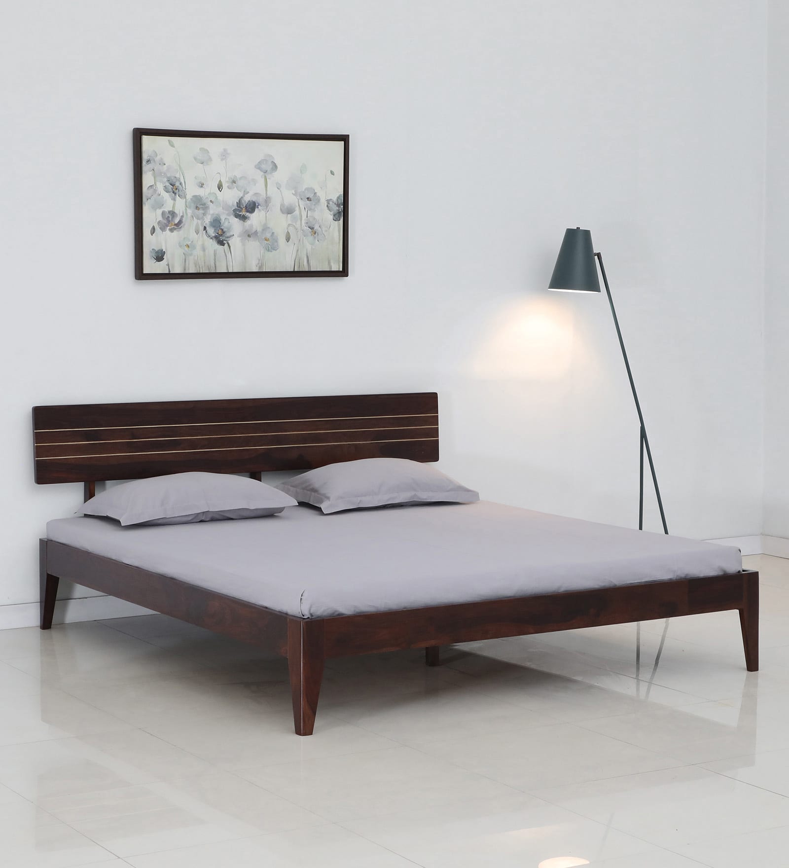 Buy Pully Sheesham Wood King Size Bed in Light Rosewood Finish at 45