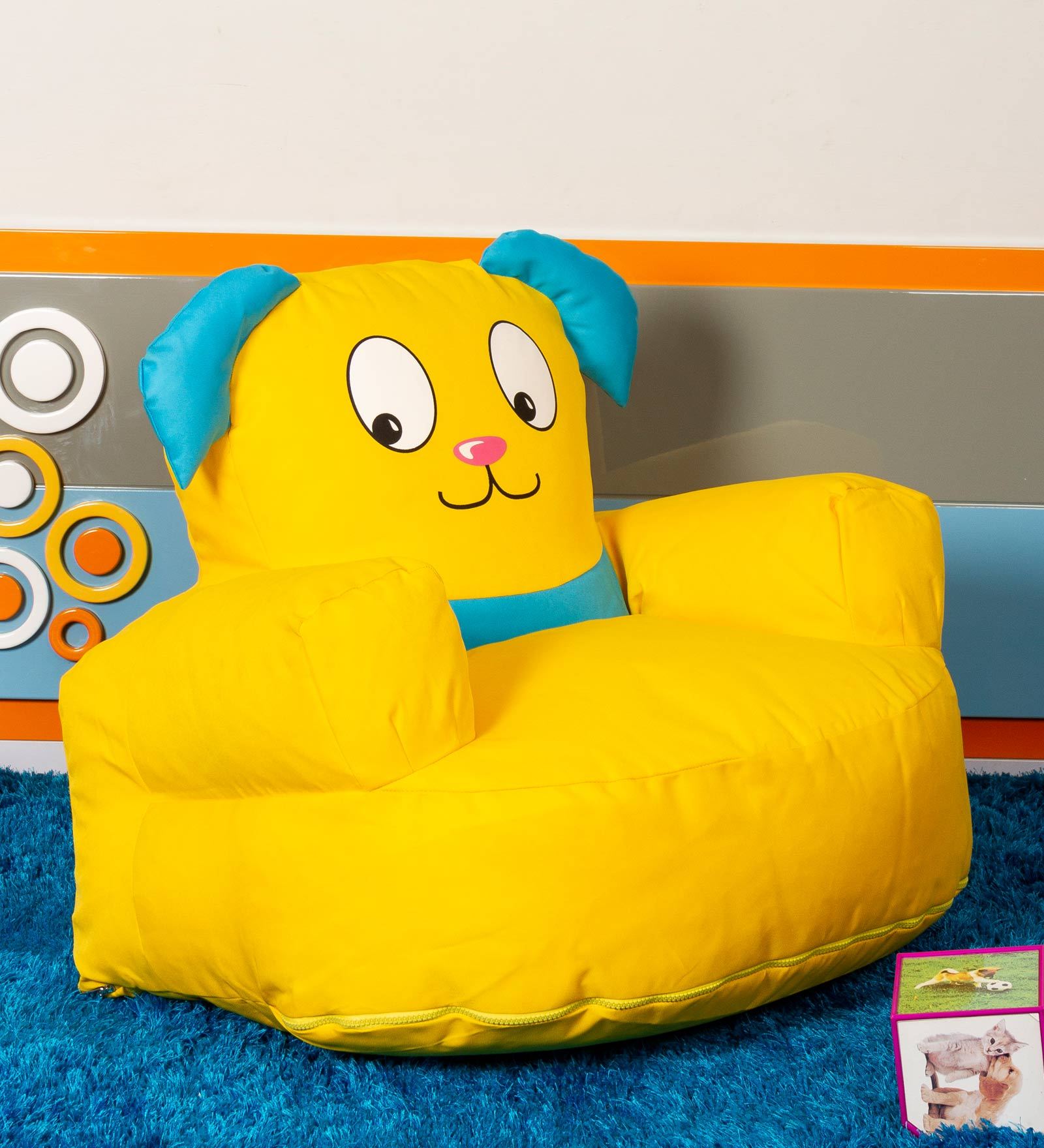 Puppy Shaped Bean Bag with Beans in Yellow Colour