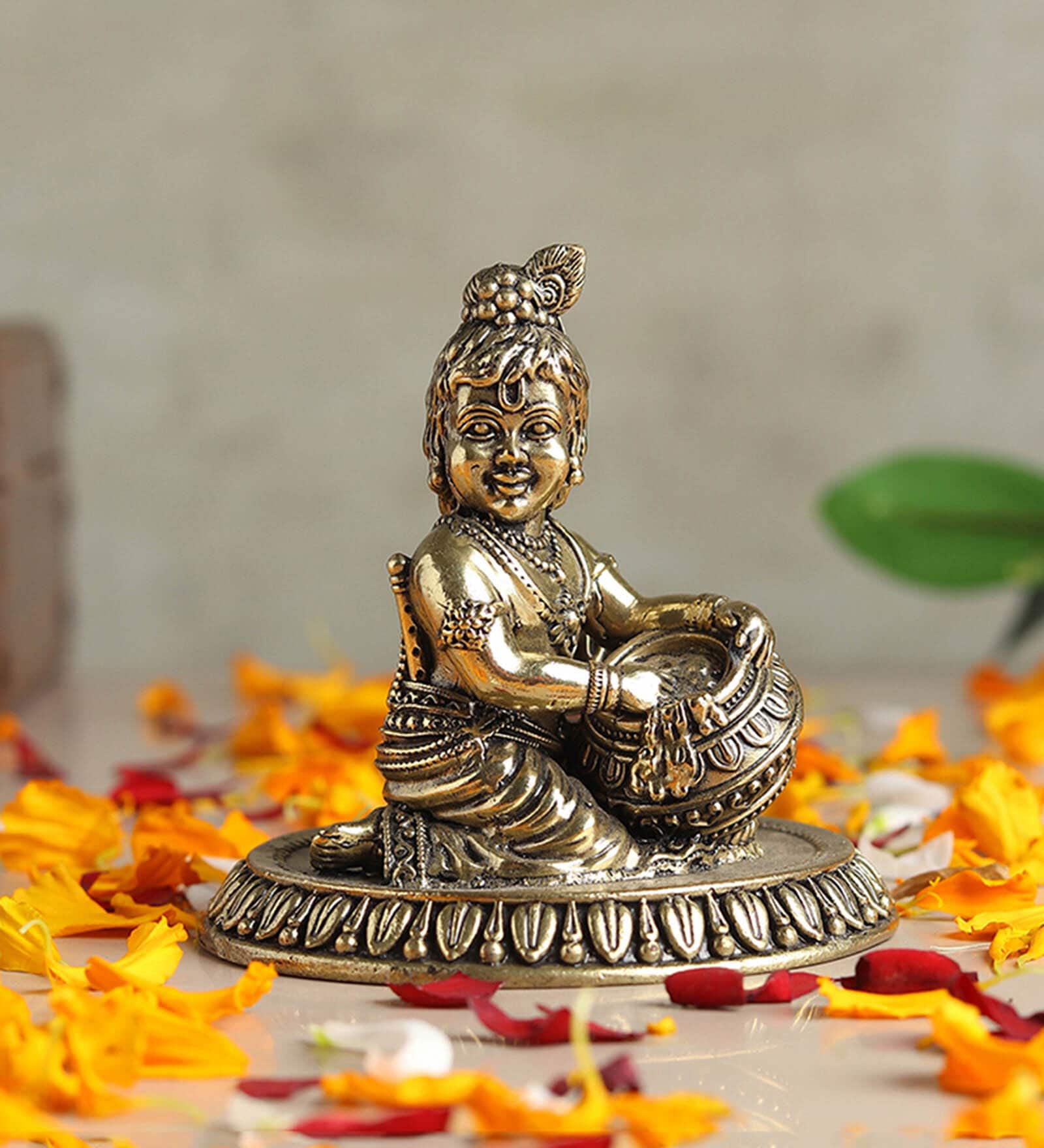 Golden Pure Brass Bal Krishna Idol