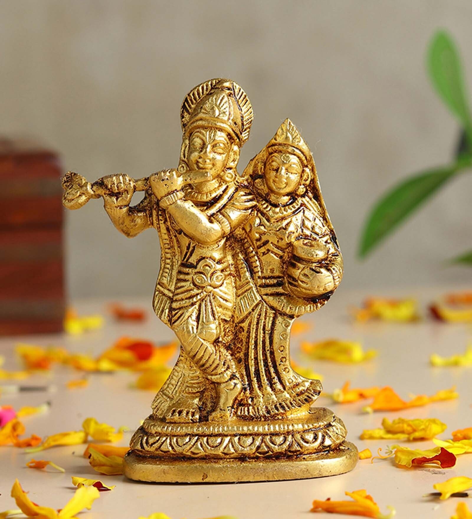 Golden Pure Brass Radhe Krishna Ji Idol