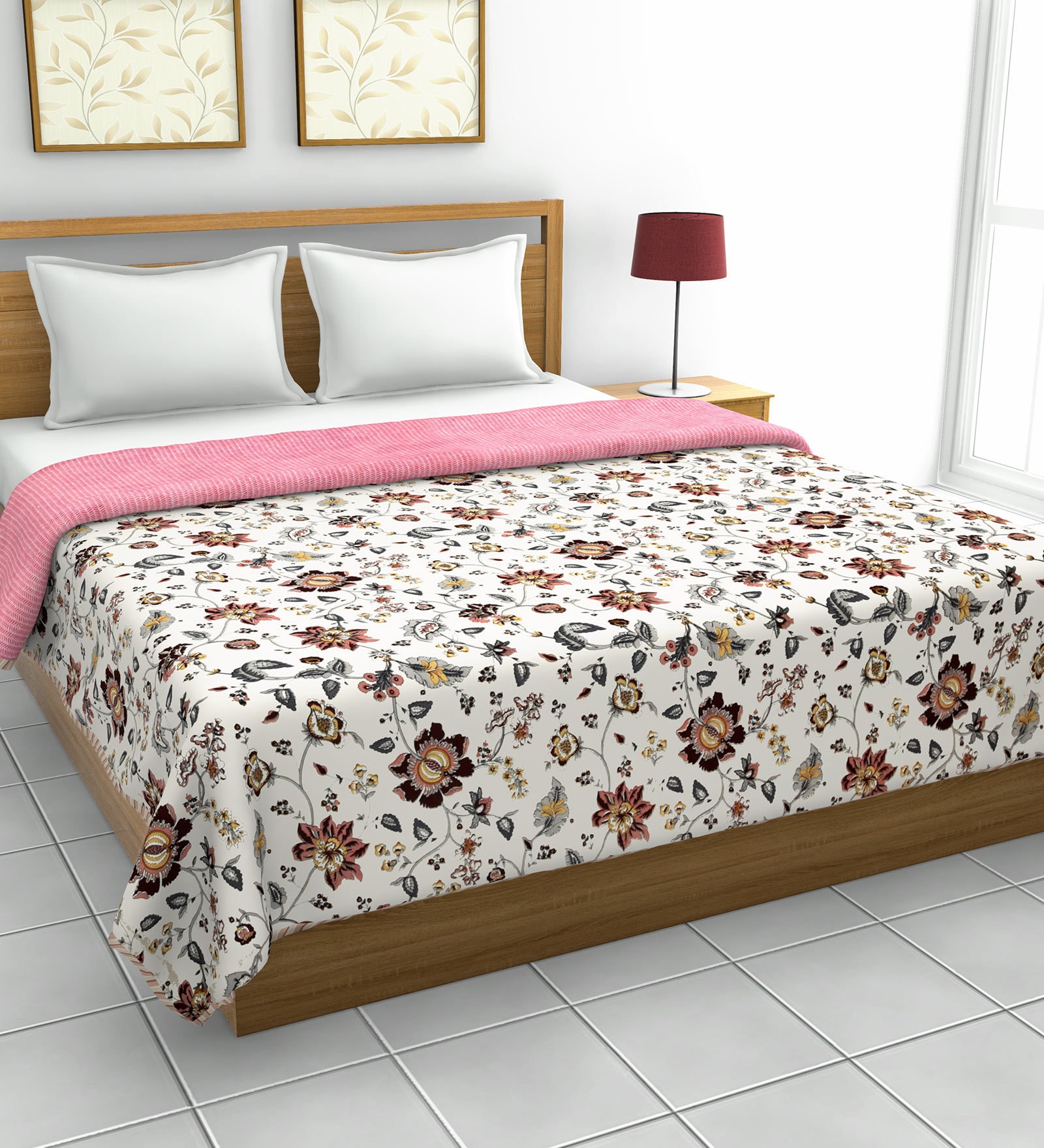 Floral Pattern Cotton 50 GSM Double Bed Reversible Dohar