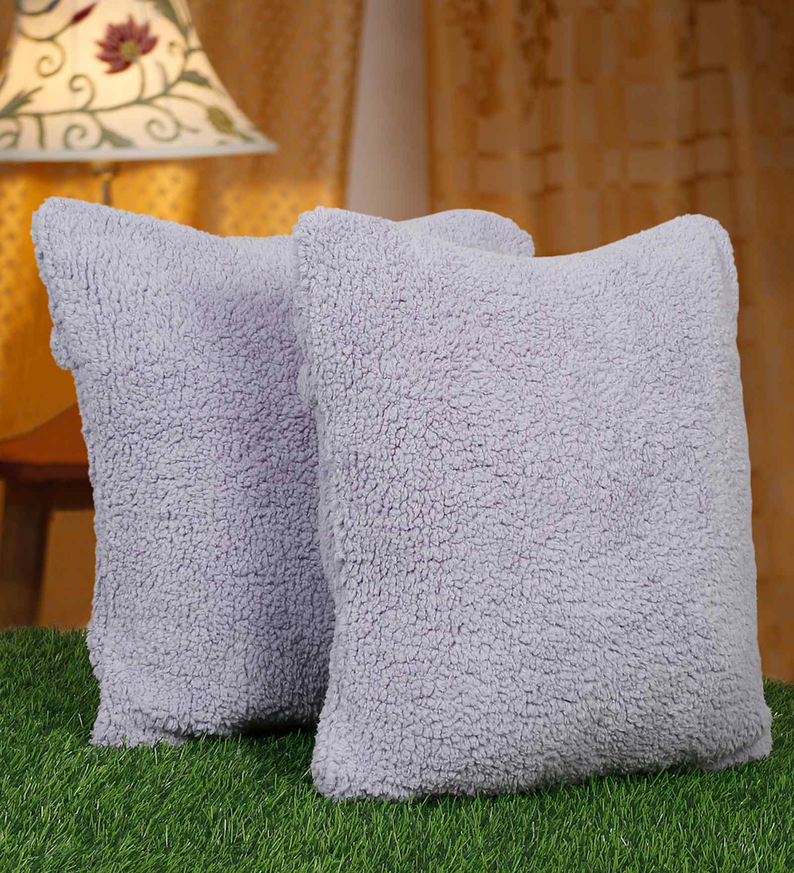Purple Cotton Solid 16X16 Inches Cushion Covers (Pack of 2)