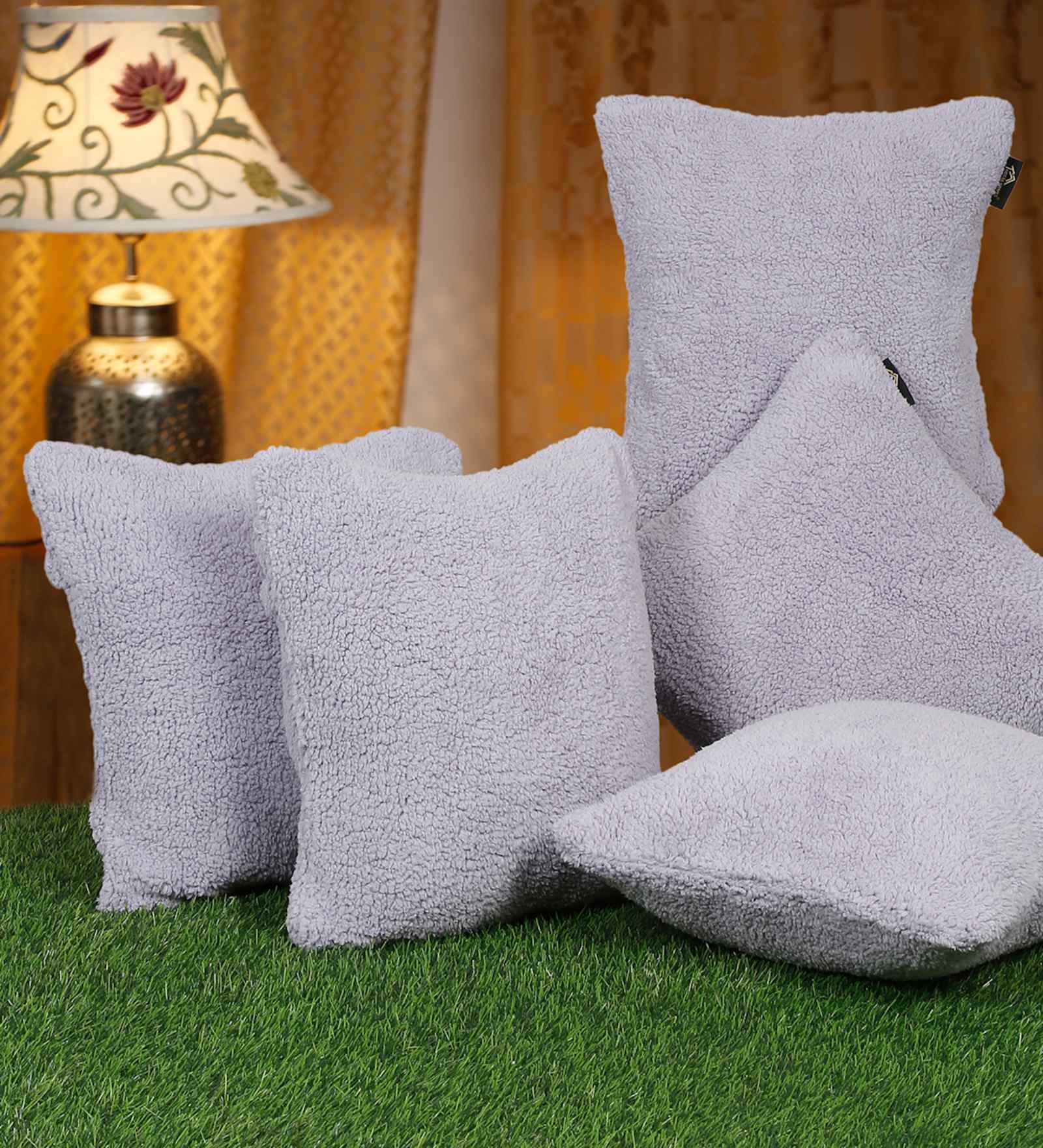 Purple Cotton Solid 16X16 Inches Cushion Covers (Pack of 5)
