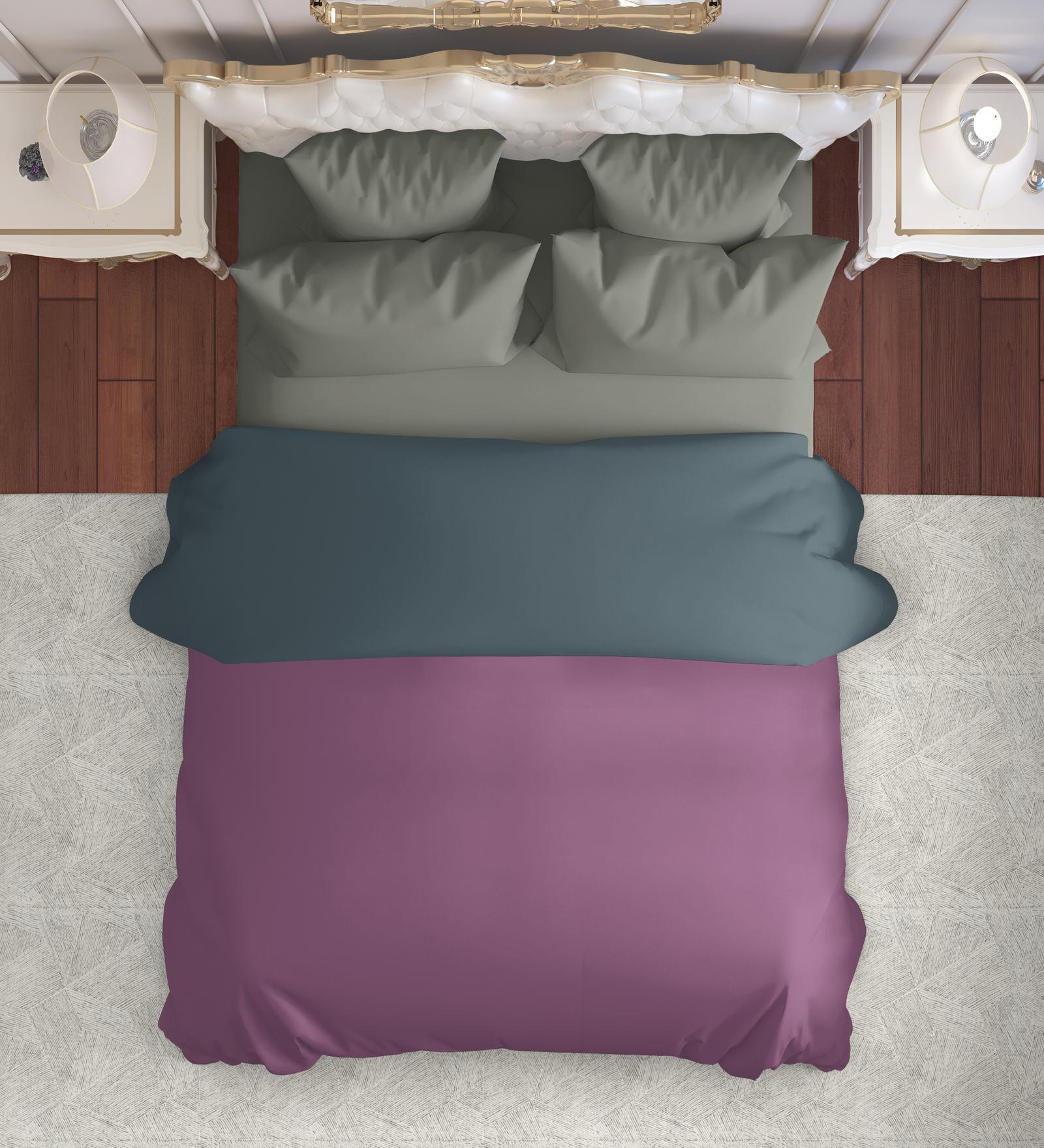 Purple And Grey Microfiber Solid Reversible 150 GSM Single Bed Comforter