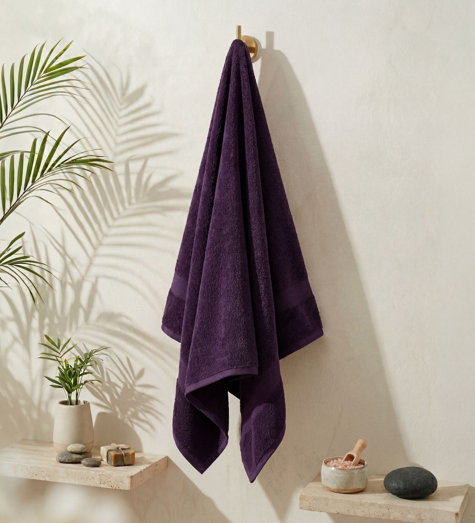 Purple 100% Cotton 380 Gsm Bath Towel