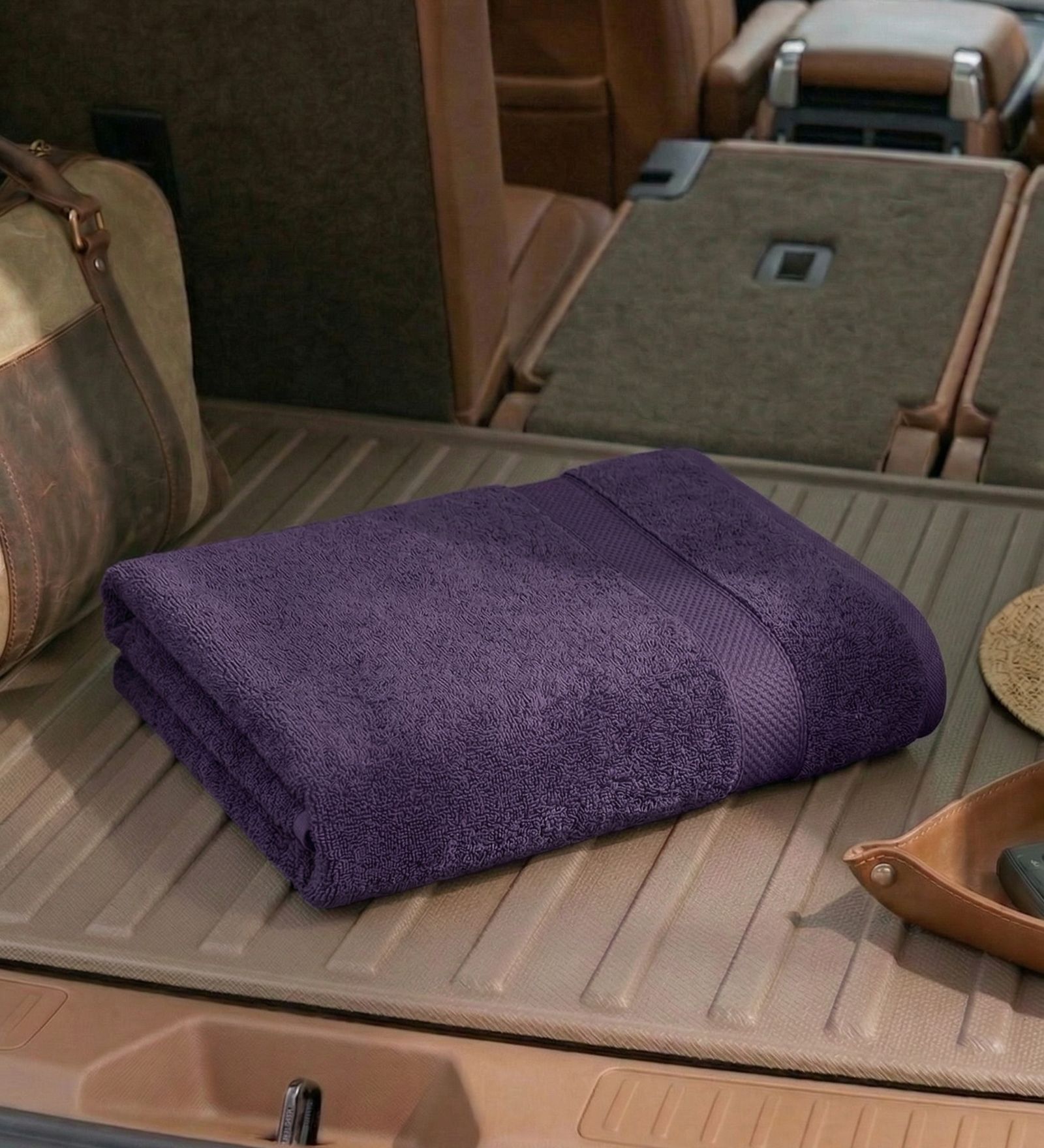 Purple 100% Cotton 380 Gsm Car Towel