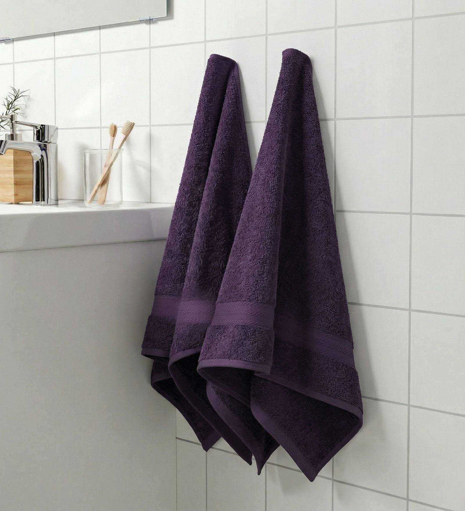 Purple 100% Cotton 380 Gsm Hand Towel 2 Pc