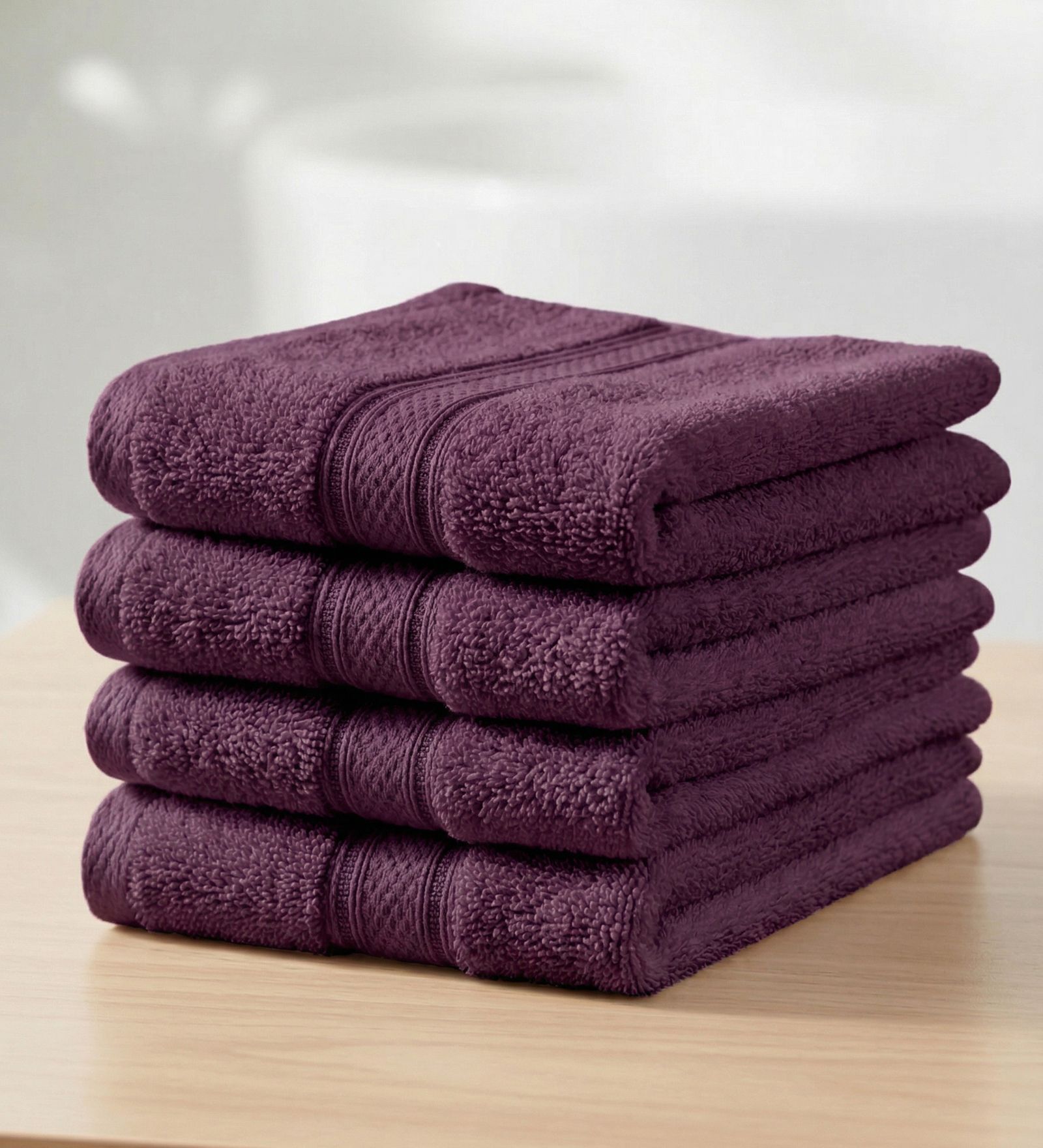 Purple 100% Cotton 400 Gsm Face Towel 4 Pc